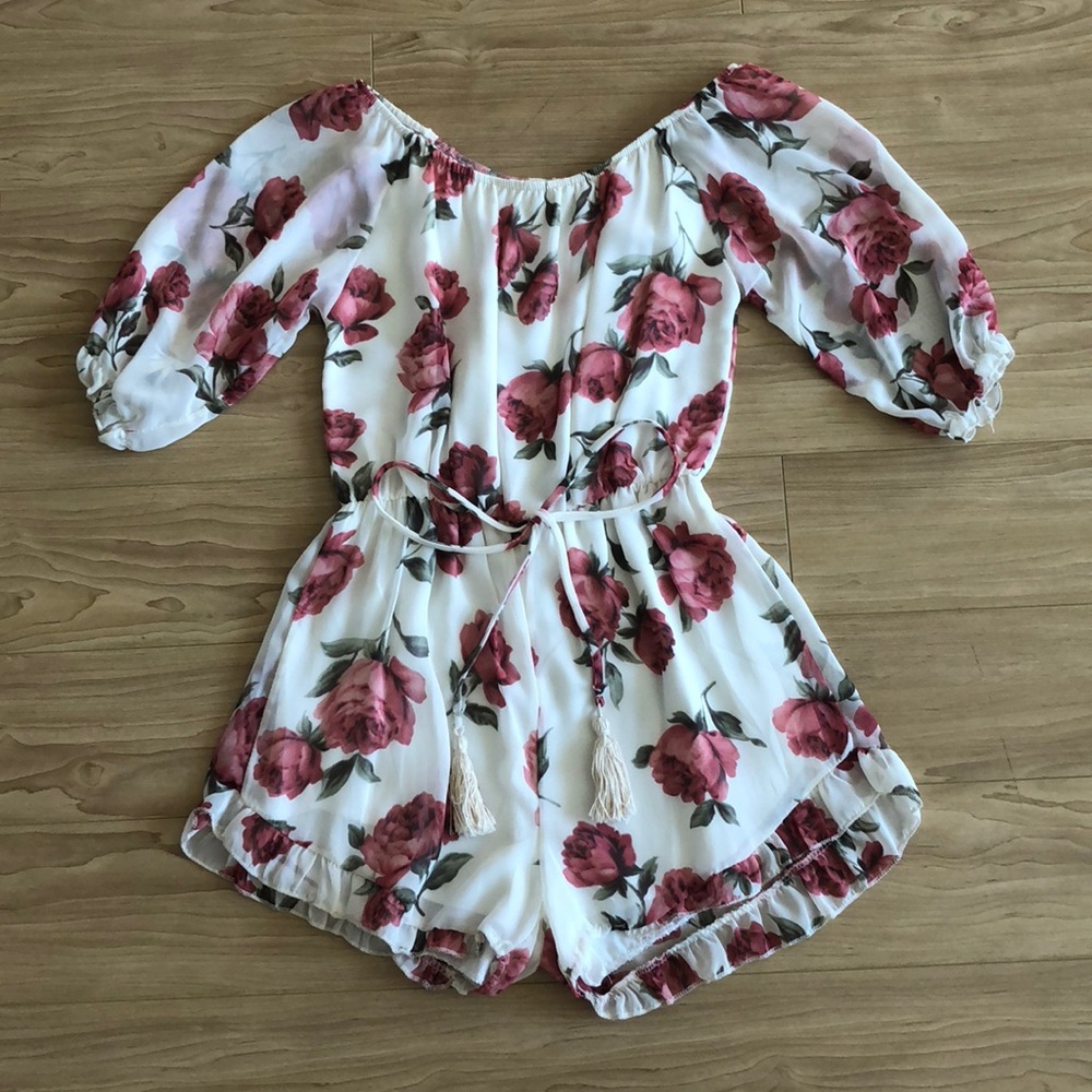 Creme Floral Romper